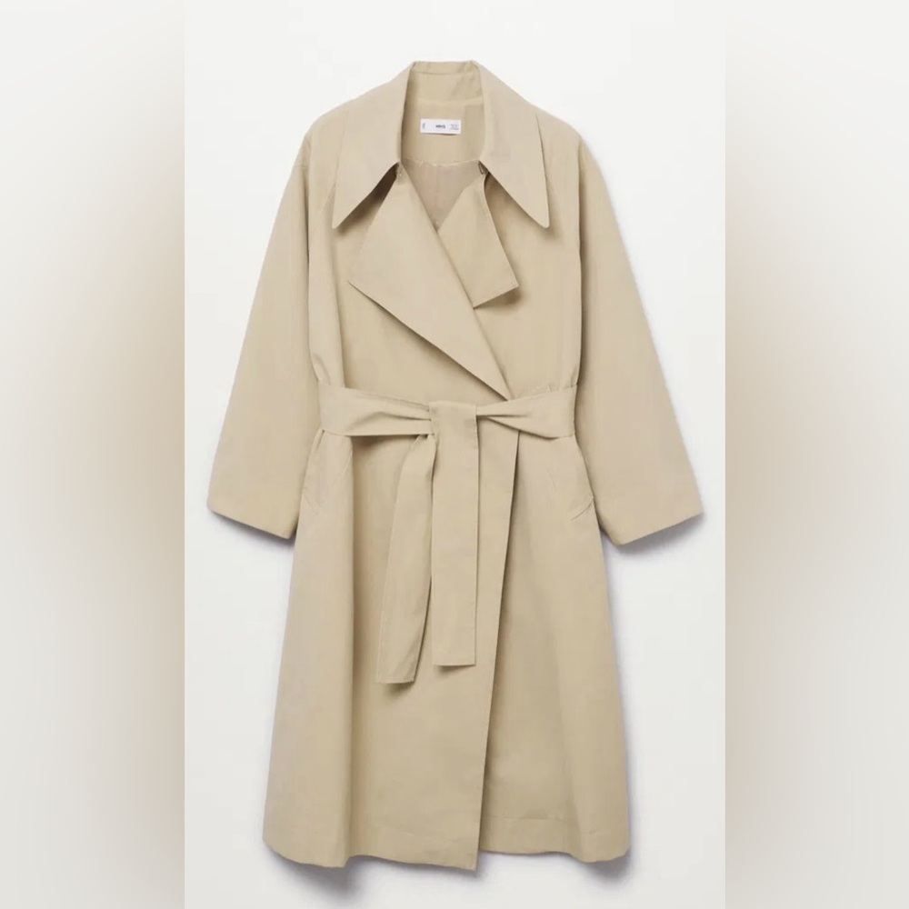 MANGO OVERSIZE WATER-REPELLENT TRENCH COAT, Beige, Casual Chic